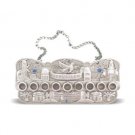 16 Centimeter Hanukkah Menorah in Nickel with Rhinestones