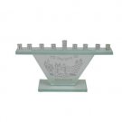 Glass Menorah with Jerusalem Design
