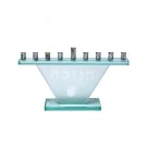Glass Menorah with Hanukkah and Flask of Oil