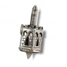 Sterling Silver Hanukkah Dreidel in Castle Design