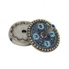 Round Handmade Dreidel in Blue Nes Gadol Haya Po