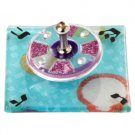 Set of Acrylic Dreidel in Purple with Base of Blue Checkers