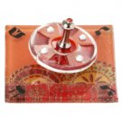 Floral Set of Acrylic Dreidel with Base in Red