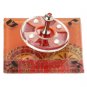 Floral Set of Acrylic Dreidel with Base in Red