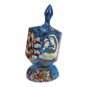Yair Emanuel Large Wooden Dreidel with Flowers and Jewish Religion Scenes Design and Stand