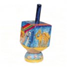 Yair Emanuel Small Wooden Dreidel with Depiction of Noah’s Ark Design and Stand