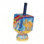 Yair Emanuel Small Wooden Dreidel with Depiction of Noah’s Ark Design and Stand