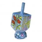 Yair Emanuel Small Wooden Dreidel with the Seven Species of Israel Design and Stand.