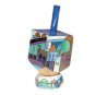 Yair Emanuel Small Wooden Dreidel with Jerusalem City Views Design and Stand