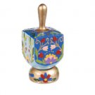 Yair Emanuel Ceramic Hanukkah Dreidel with Flowers in Bloom Design and Stand