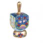 Yair Emanuel Ceramic Hanukkah Dreidel with Flowers in Bloom Design and Stand