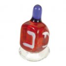 Yair Emanuel Exclusive Glass Dreidel with Red and Blue Design