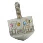 4 Centimeter Dreidel in Pewter with Rhinestones