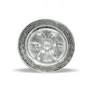 Silver Plated Seder Plate with Edged Lines and Hebrew and English Text