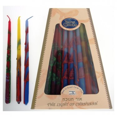 Paraffin Hanukkah Candles for Menorah in Multi Colored from Safed Candles