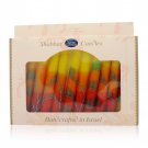 Safed Candles Shabbat Candle Set with Red, Orange and Yellow Stripes