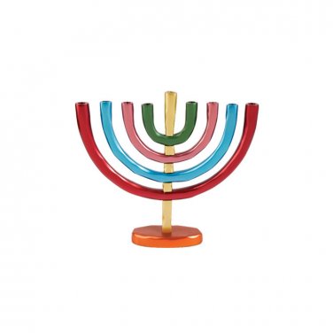 Yair Emanuel Anodized Aluminum Hanukkah Menorah with Bright Colors