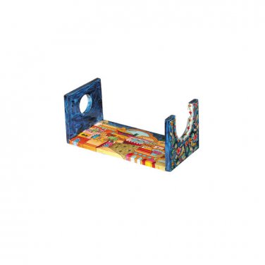 Yair Emanuel Hand-Painted Wood Shofar Stand with Jerusalem Design (Large)