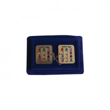 7 Centimeter Nickel Tallit Clip Set with Hoshen Stones and Engraving