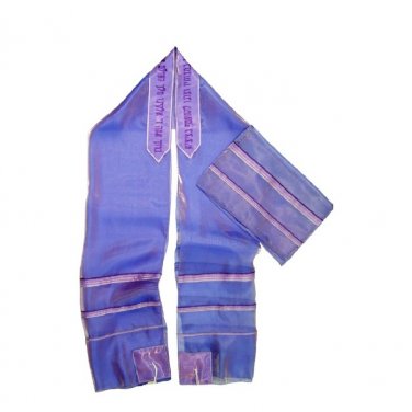 Light Purple ICE Cloth Tallit with Purple Bands and Atara