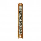 Rounded Stone Mezuzah with Jerusalem Plaque and Shin