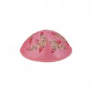 Pink Yair Emanuel Kipppah with Pomegranate Branch Embroidery