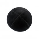 Black Four Section Suede Kippah with Lines and Trim