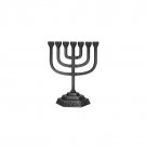 Pewter Plated Seven Branch Menorah with Jerusalem