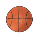 Textured Leather Kippah with Orange and Black Basketball Design