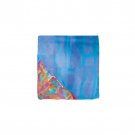 Yair Emanuel Square Silk Painted Scarf with Jerusalem Image in Blue