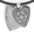 925 Sterling Silver Pick Pendant with Magen David, Diamond and Shema Engraving