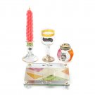 Glass Havdalah Set with Cheerful Pattern