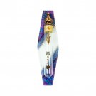 Glass Mezuzah with Purple and Blue Pattern, Dove, Star of David and Shin