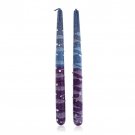 Safed Candles Pair of Shabbat Candles in Purple, Blue and White