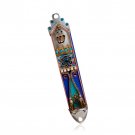 Ester Shahaf Pewter Mezuzah with Shin, Crystals and Gold Ornaments
