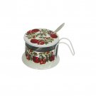 Stainless Steel Honey Dish with Pomegranates and Spoon