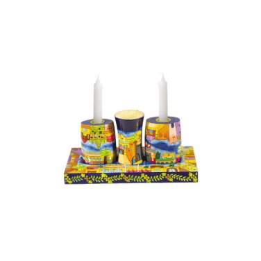 Yair Emanuel Combination Shabbat and Havdalah Set with Jerusalem Design
