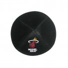 Black Mesh and Cotton Kippah with Miami Heat Logo in White, Red and Yellow