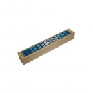 Wood Mezuzah with Blue Stars of David and Shin