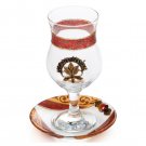 Glass Elijah Cup with Metal Plaque, Beads, Dish and Fall Leaves