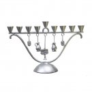 Aluminum Hanukkah Menorah with Hanging Pendants