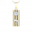 Star of David and Chai Mezuzah Pendant with Chain in 14k Two-Tone Gold