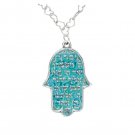 Adina Plastelina Turquoise Hamsa Pendant Necklace with Shema