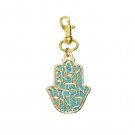 Turquoise Adina Plastelina Hamsa Keychain with Shema Text