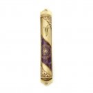 Brass Mezuzah with Rich Purple Motif