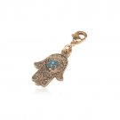 Ornate Gold Plated Hamsa Pendant Set with Gemstones