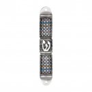 Semicircular Mezuzah Case with Pewter Finish and Crystal Lattice with Hebrew 'Shin' for 10cm Scroll