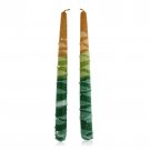 Safed Candles Pair of Shabbat Candles in Yellow, Green and White