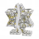 Silver-plated Jerusalem Interlocking Star of David Shabbat Candlesticks