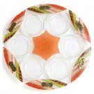 Glass Seder Plate with Orange Star of David, Metal Plaques and Stripes